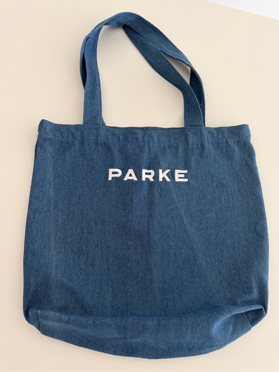 Parke Handbags - PARKE Deep Blue Canvas Tote Bag with White Embroidered Logo